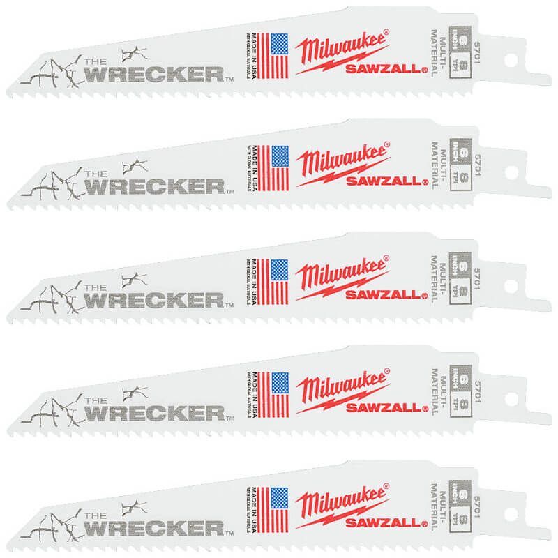 Полотно для шабельних пил WRECKER MILWAUKEE, 150х3,6/2,3мм, (5шт), (метал, деревина з цвяхами) (48475701)