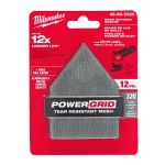 Сітка шліфувальна PG Mesh HL MILWAUKEE, 67х92мм, зерно 320, (12шт+подложка) (для M12 FDSS) (48805320)
