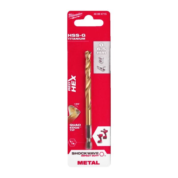 Сверло по металлу Milwaukee RedHEX HSS-G TiN 6,5 мм (48894715)
