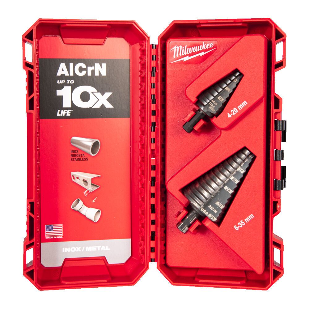 Набір свердл ступінчастих Step Drill COBALT ALCRN MILWAUKEE (?4–20мм и ?6–35мм) (2шт), пластикова коробка (48899398)