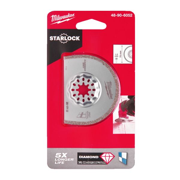Полотно для мультітула STARLOCK MILWAUKEE, Diamond Grit 75х25х1,2мм (видалення затирки) (48906052)