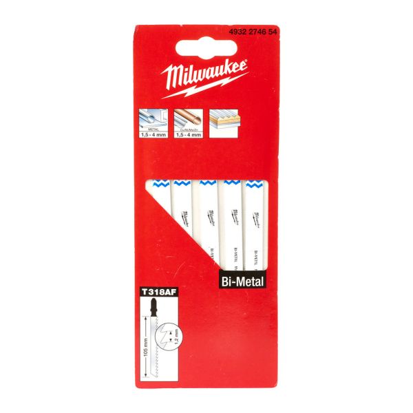 Полотна для лобзика Milwaukee Bi-Metal T318AF 105мм 5шт (4932274654)