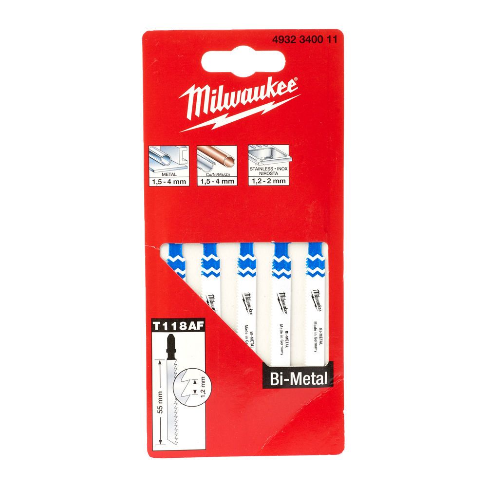 Полотно для лобзика Milwaukee T118AF L=55 по металлу 5 шт (4932340011)