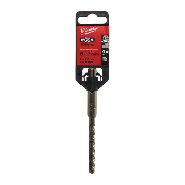 Бур SDS-PLUS MX4 MILWAUKEE, діаметр 7,0х115х50мм (4932352019)