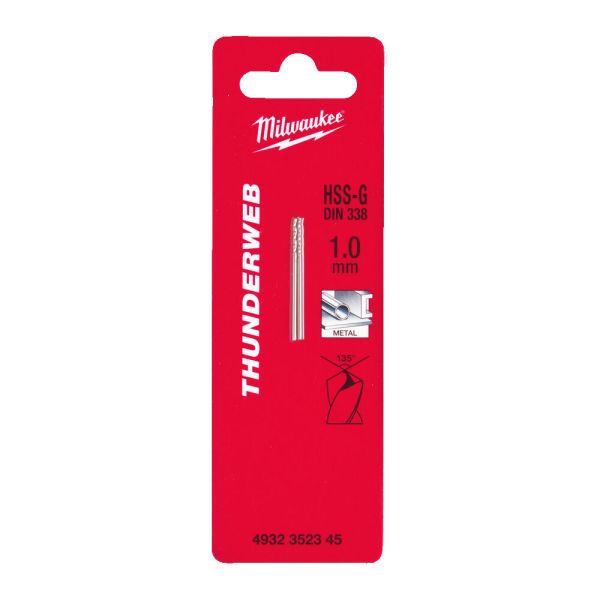 Свердло по металу THUNDERWEB HSS-G MILWAUKEE DIN338, діаметр 1,0x34х12мм, (2шт) (4932352345)