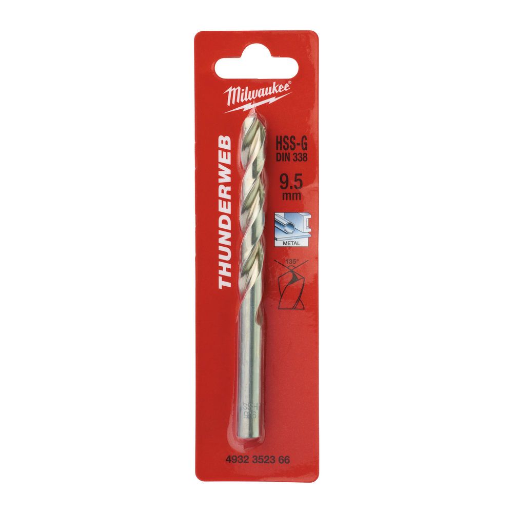 Свердло по металу THUNDERWEB HSS-G MILWAUKEE DIN338, діаметр 9,5x125х81мм (4932352366)