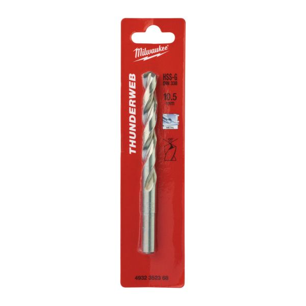 Свердло по металу THUNDERWEB HSS-G MILWAUKEE DIN338, діаметр 10,5x133х87мм (4932352368)
