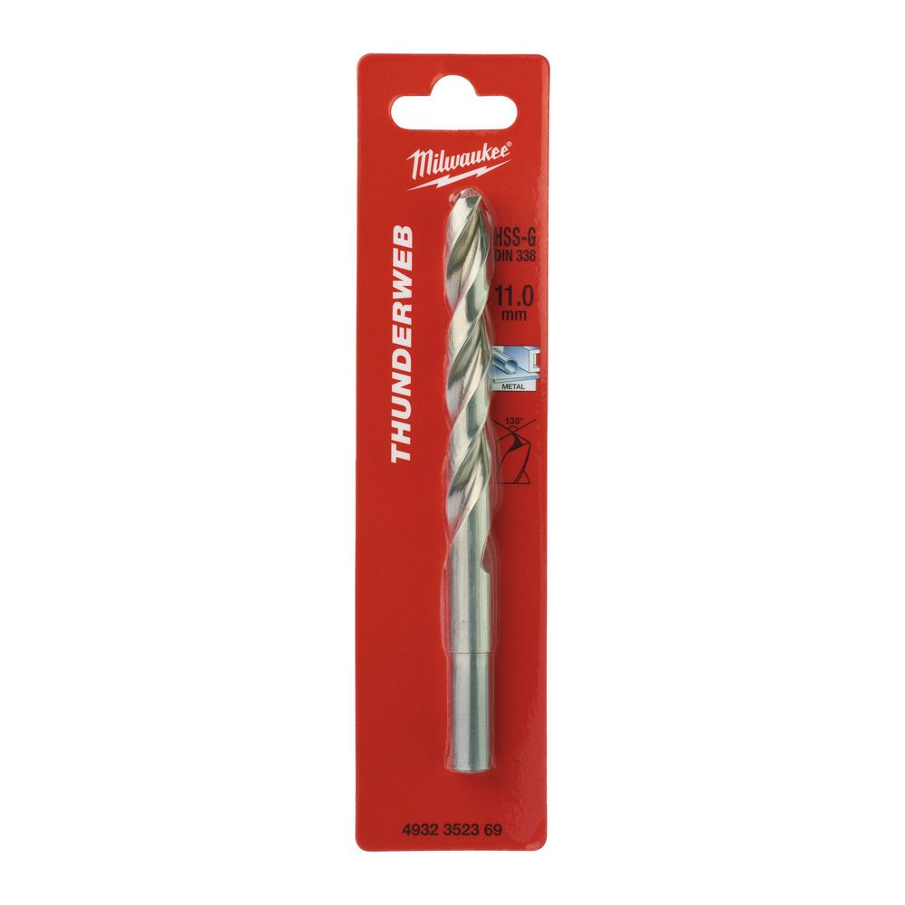 Свердло по металу THUNDERWEB HSS-G MILWAUKEE DIN338, діаметр 11,0x142х94мм (4932352369)