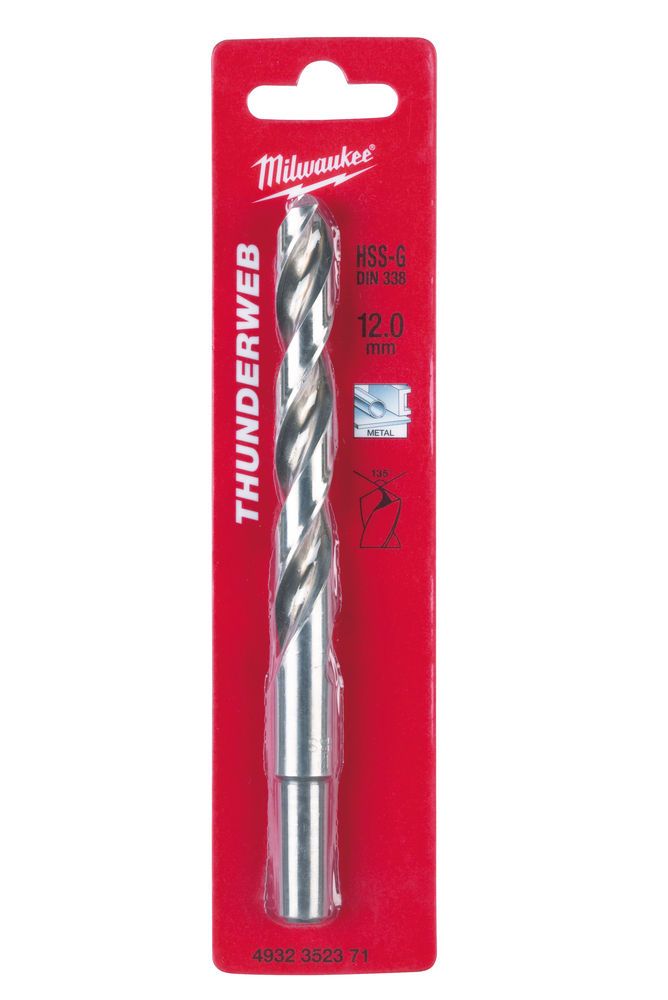 Свердло по металу THUNDERWEB HSS-G MILWAUKEE DIN338, діаметр 12,0x151х101мм (4932352371)