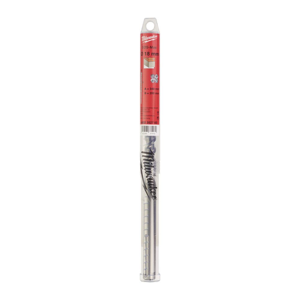 Бур SDS-MAX MX4 MILWAUKEE, діаметр 18,0х340х200мм (4932352760)