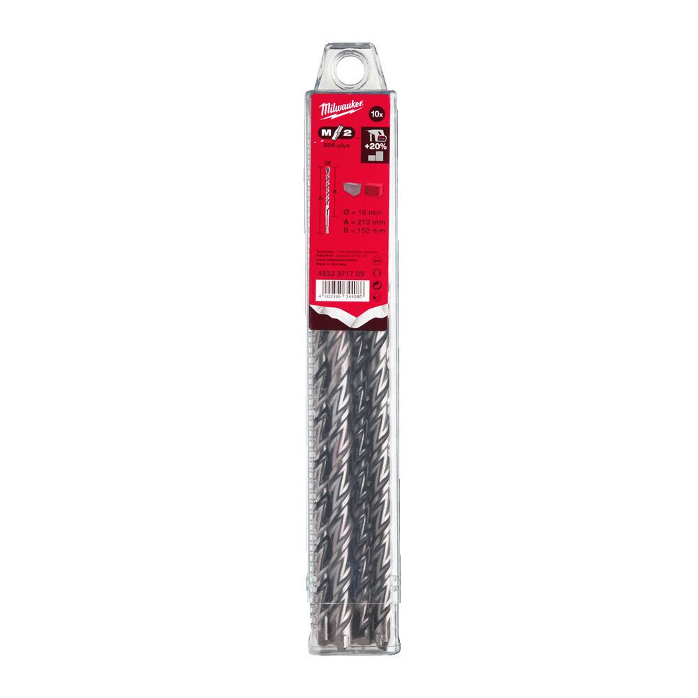 Бур Milwaukee SDS plus MS2, 2 реж. кромки 10x210 мм, 10 шт. (4932371709)