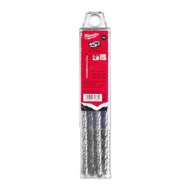 Бур SDS-PLUS M2 MILWAUKEE, діаметр 7,0х160х100мм, (10шт), пластикова коробка (4932373225)