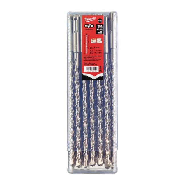 Бур SDS-PLUS M2 MILWAUKEE, діаметр 8,0х210х150мм, (50шт), пластикова коробка (4932399183)