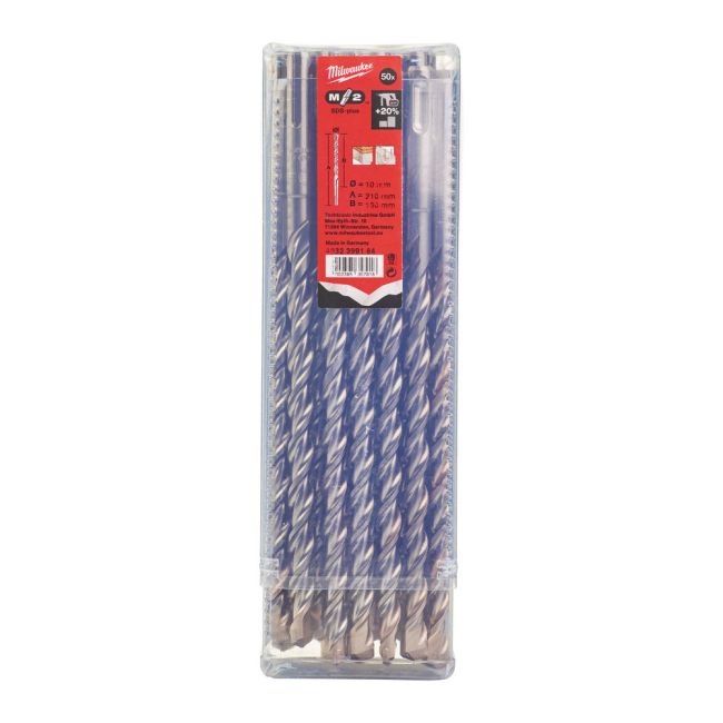 Бур SDS-PLUS M2 MILWAUKEE, діаметр 10,0х210х150мм, (50шт), пластикова коробка (4932399184)