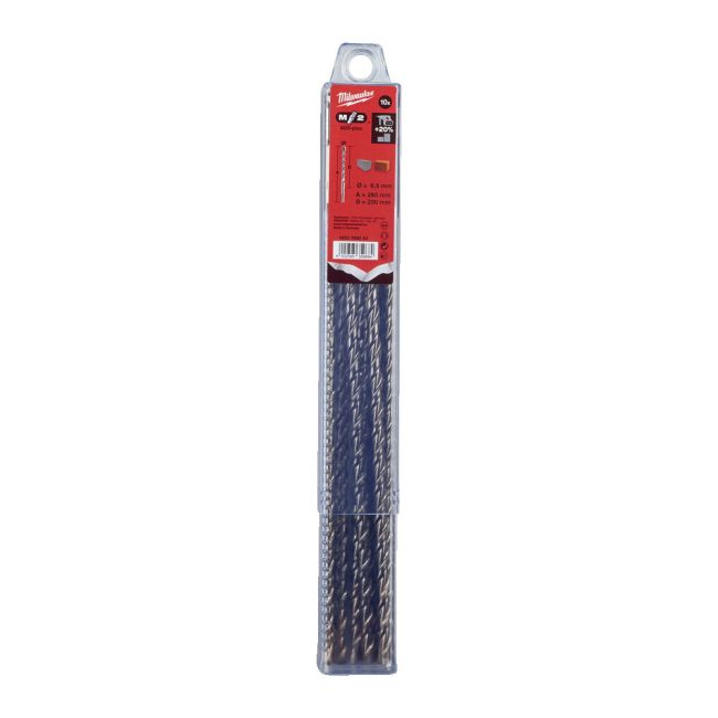 Бур SDS-PLUS M2 MILWAUKEE, діаметр 6,5х260х200мм, (10шт), пластикова коробка (4932399340)