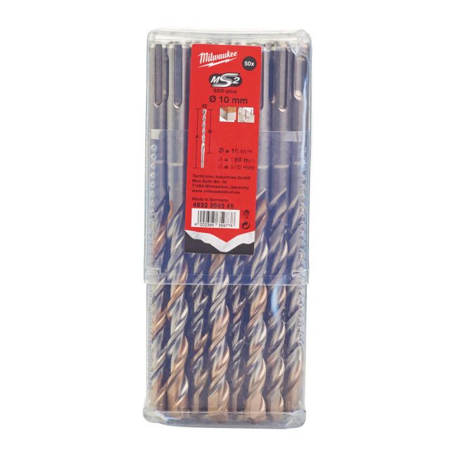 Бур SDS-PLUS M2 MILWAUKEE, діаметр 10,0х160х100мм, (50шт), пластикова коробка (4932399345)