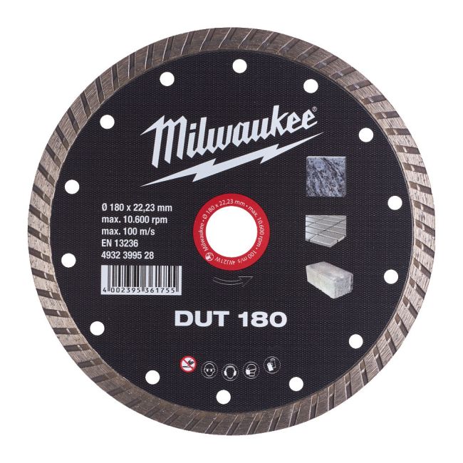 Диск алмазний MILWAUKEE DUT 180, діаметр 180мм (керамічна плитка/чистий різ) (4932399528)