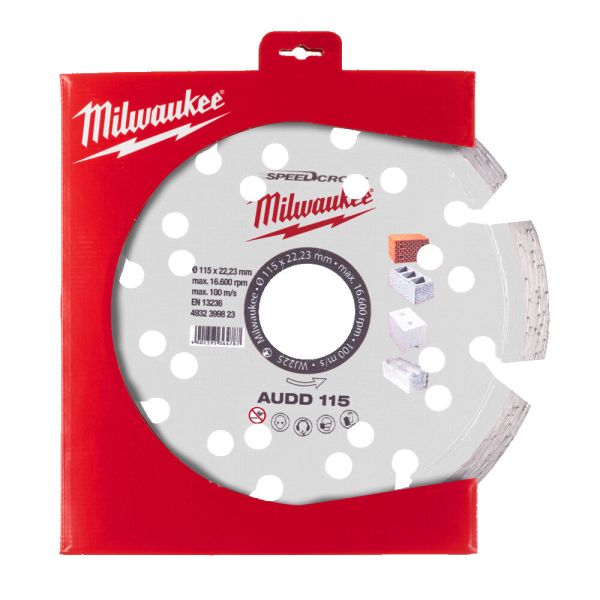 Диск алмазний Speedcross MILWAUKEE AUDD 115, діаметр 115мм (бетон, цегла, асфальт) (4932399823)
