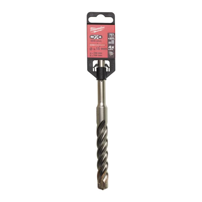 Бур SDS-PLUS MX4 MILWAUKEE, діаметр 15,0х160х100мм (4932430725)