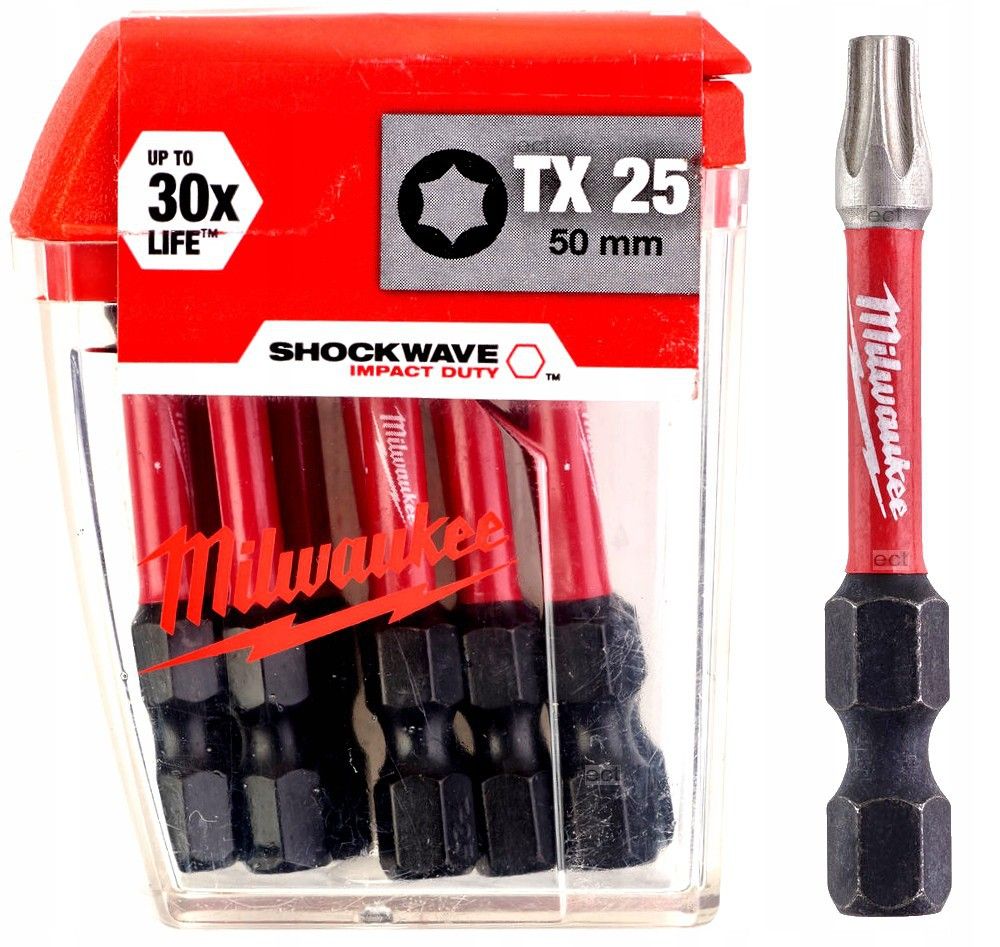Бита Milwaukee Shockwave TX25 50 мм, 10 шт (4932430882)