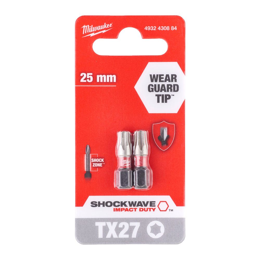 Біта SHOCKWAVE MILWAUKEE, TX27, 25мм, (2шт) (4932430884)