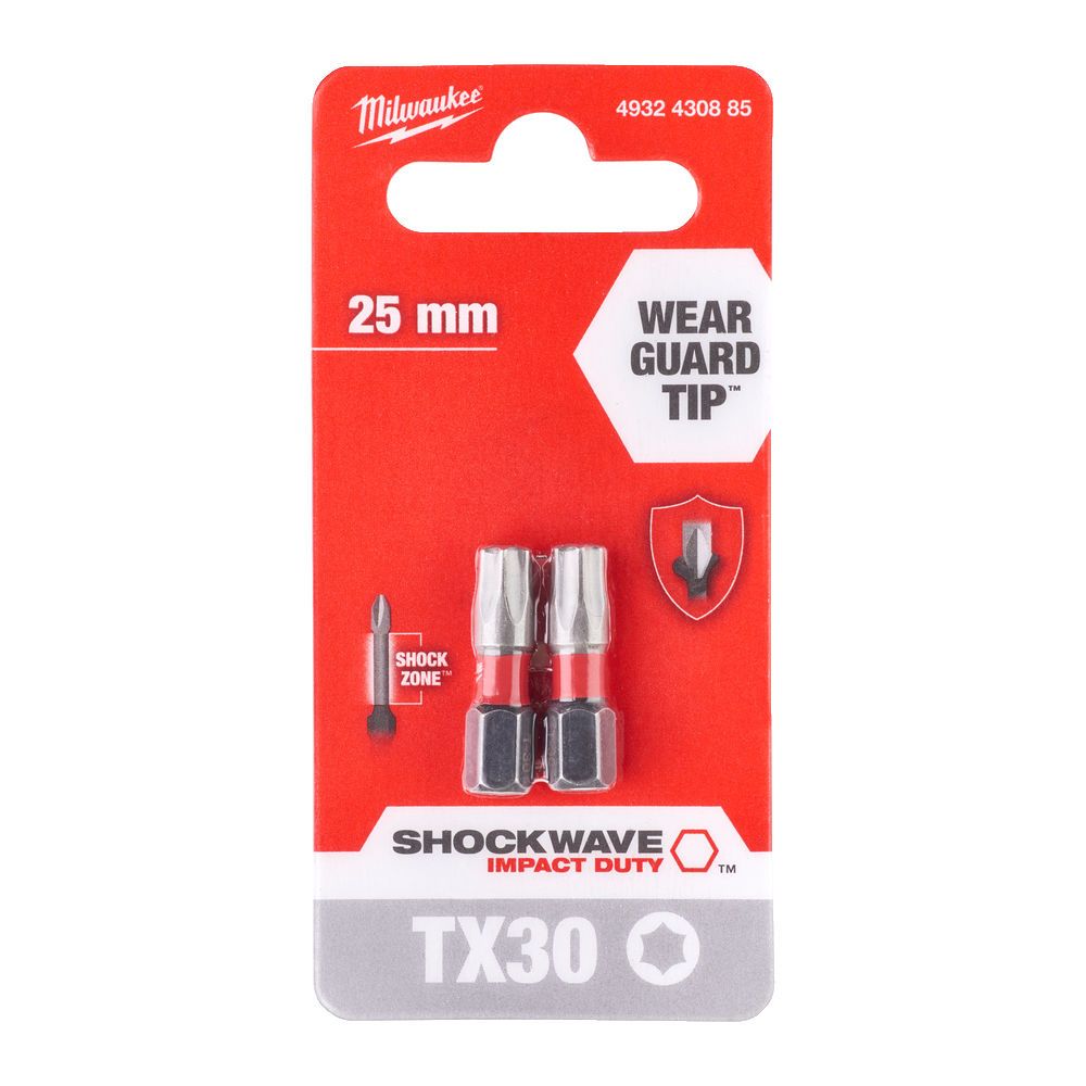Біта SHOCKWAVE MILWAUKEE, TX30, 25мм, (2шт) (4932430885)