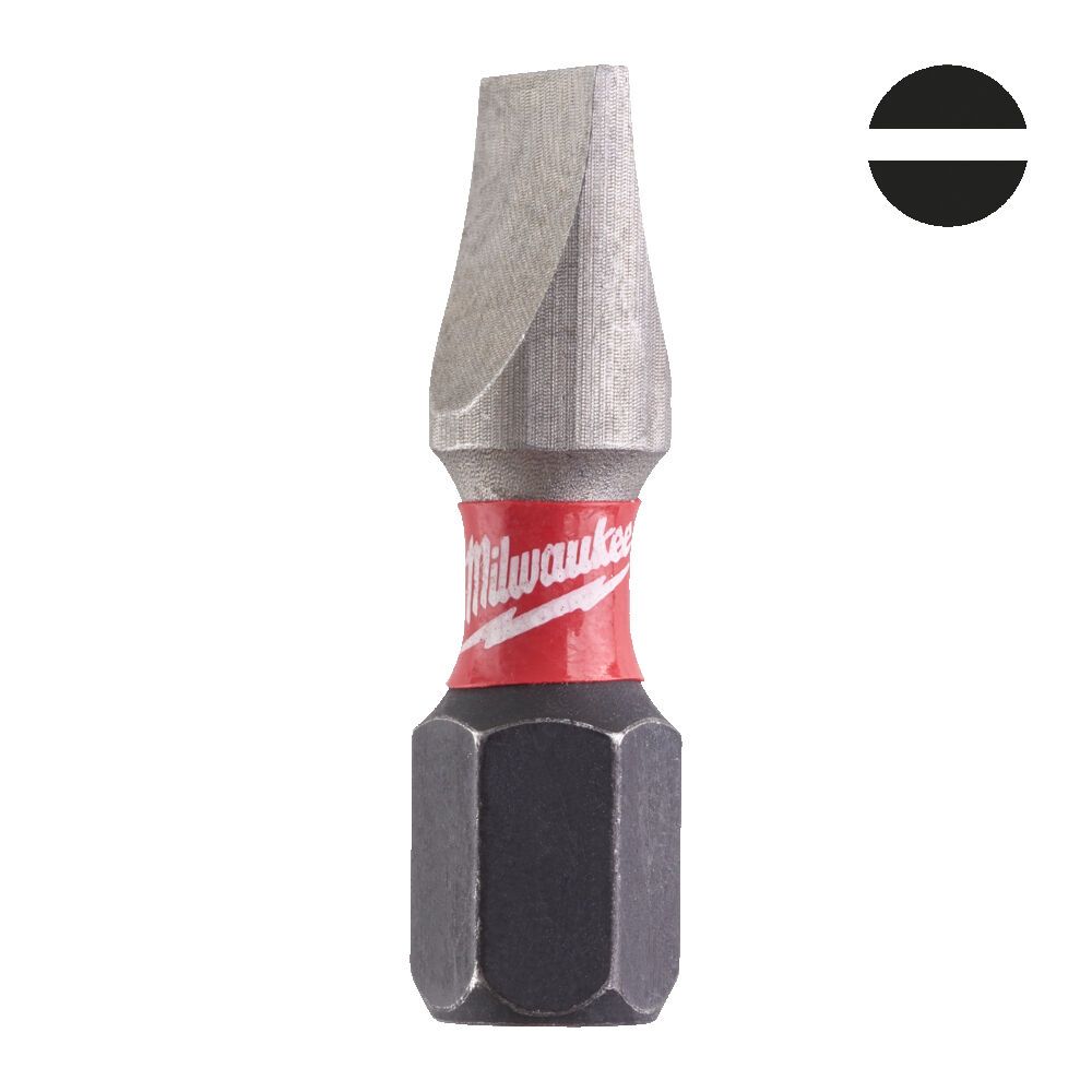 Біта SHOCKWAVE MILWAUKEE, SL1,2x6,5, 25мм, (2шт) (4932430903)