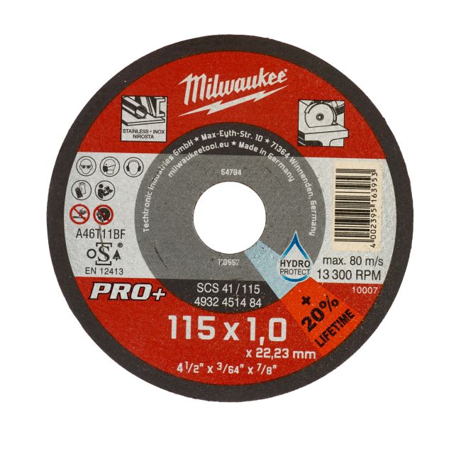 Диск відрізний по металу MILWAUKEE, SCS 41/115х1 PRO+, діаметр 115мм (4932451484)