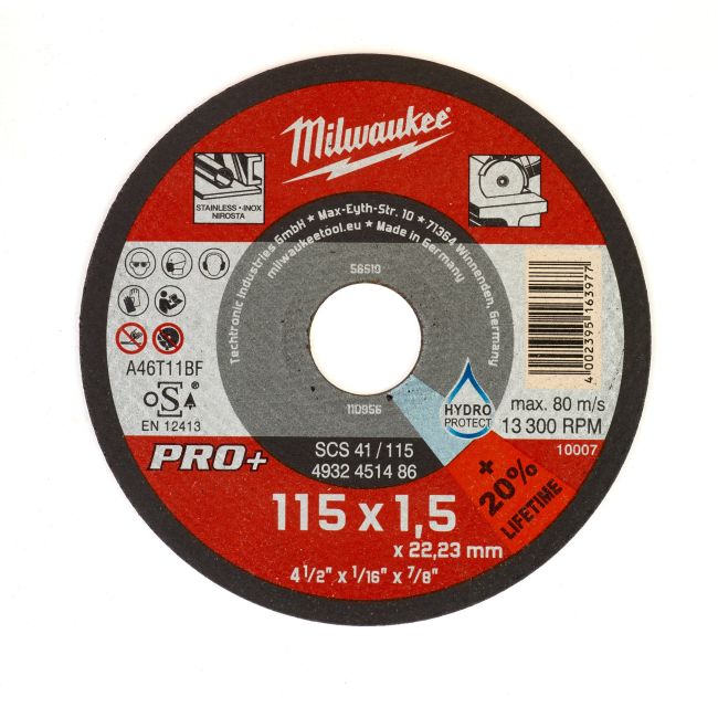 Диск відрізний по металу MILWAUKEE, SCS 41/115х1.5 PRO+, діаметр 115мм (4932451486)