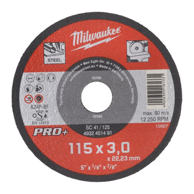 Диск відрізний по металу MILWAUKEE, SCS 41/115х3 PRO+, діаметр 115мм (4932451491)