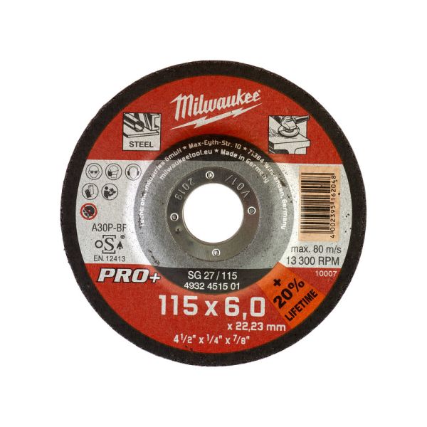 Шлифовальный диск по металлу Milwaukee SG 27 / 115 х 6 PRO+ (1шт) (4932451501)