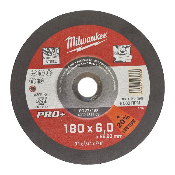 Шлифовальный диск по металлу Milwaukee SG 27 / 180 х 6 PRO+ (1шт) (4932451503)