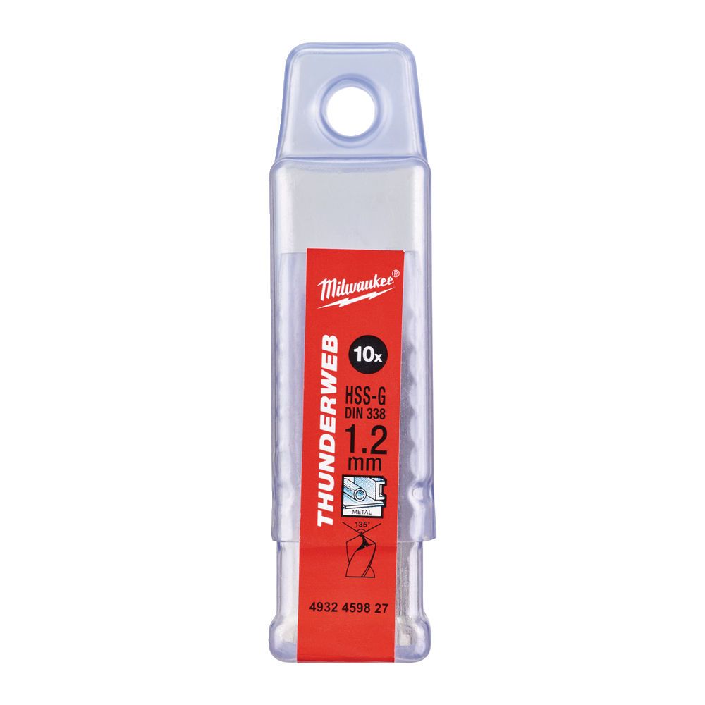 Свердло по металу THUNDERWEB HSS-G MILWAUKEE DIN338, діаметр 1,2х38х16мм, (10шт), пластикова коробка (4932459827)