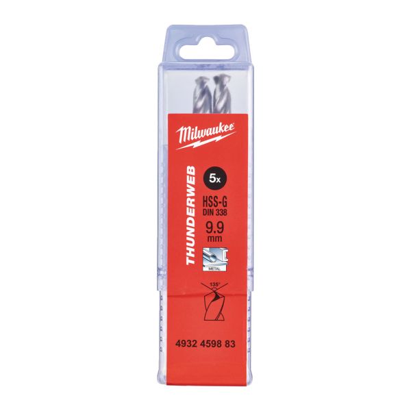 Свердло по металу THUNDERWEB HSS-G MILWAUKEE DIN338, діаметр 9,9х133х87мм, (5шт), пластиклва коробка (4932459883)