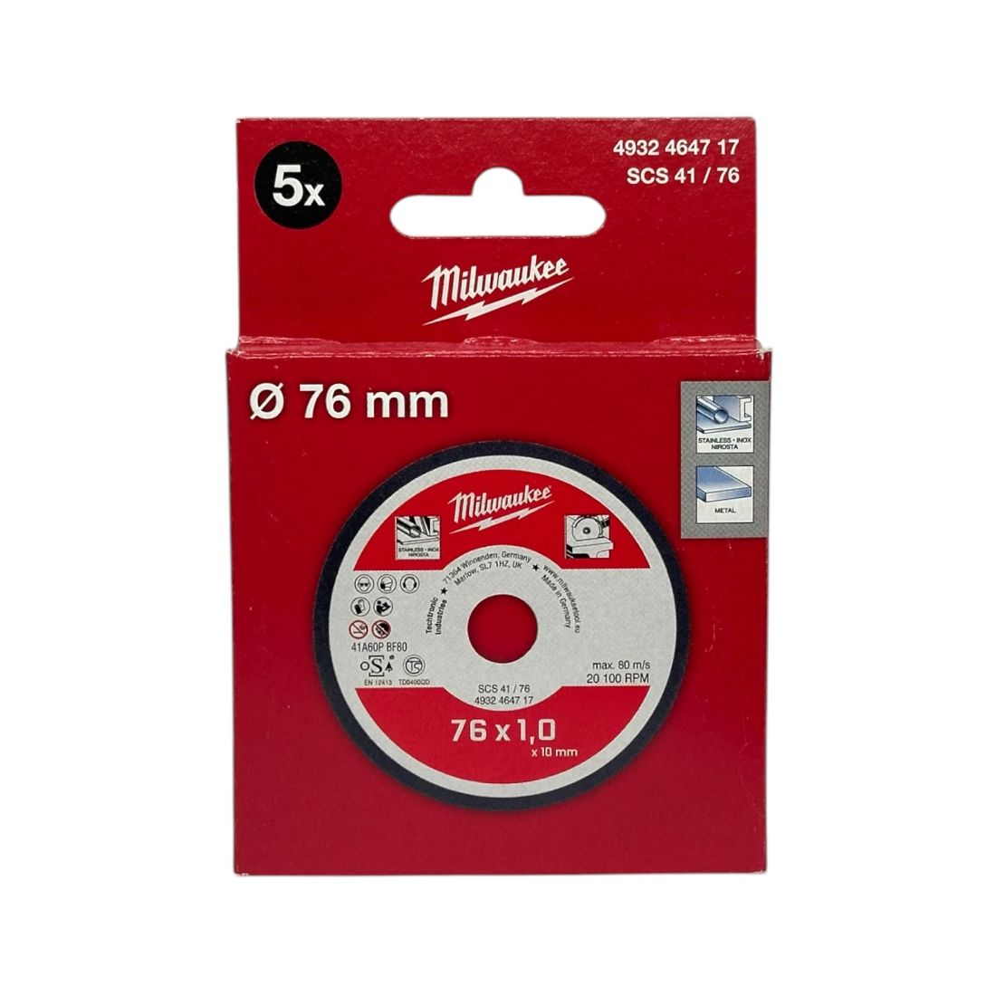 Отрезной диск по металлу Milwaukee SCS41/76 мм ДЛЯ M12 FCOT(5шт) (4932464717)