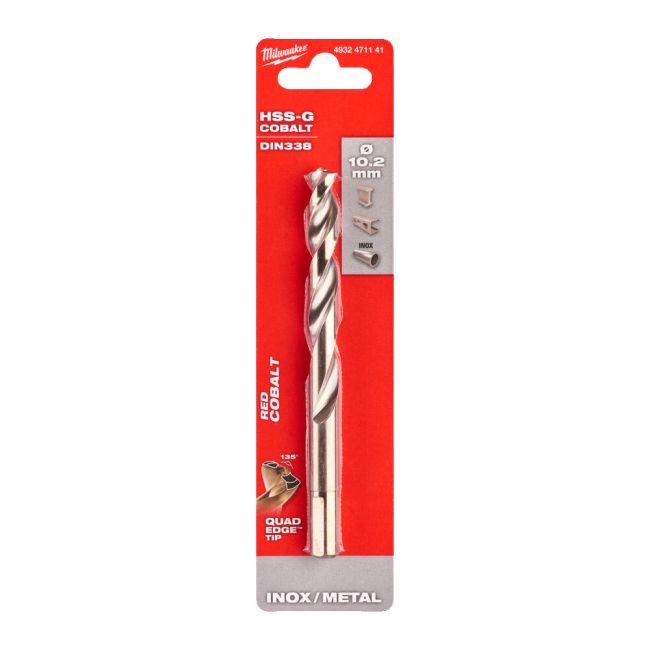 Свердло по металу HSS-Co MILWAUKEE DIN338, діаметр 10,2х133х87мм (4932471141)