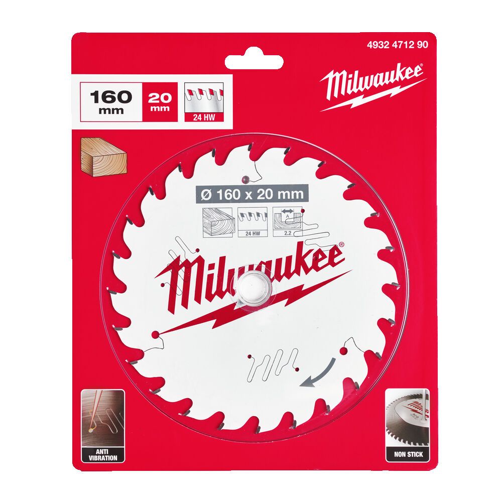 Пильный диск Milwaukee PFTE 160х20х2.2мм 24 зубьев (4932471290)