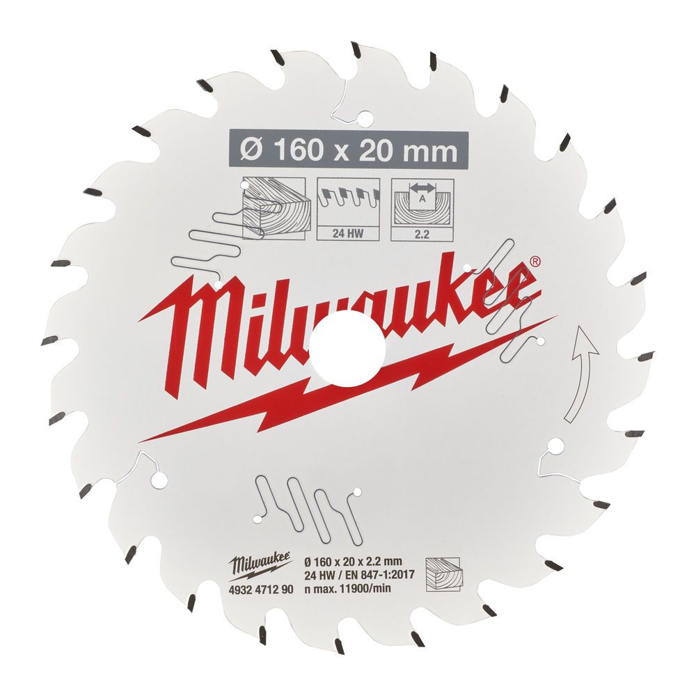 Пильный диск Milwaukee PFTE 160х20х2.2мм 24 зубьев (4932471290)