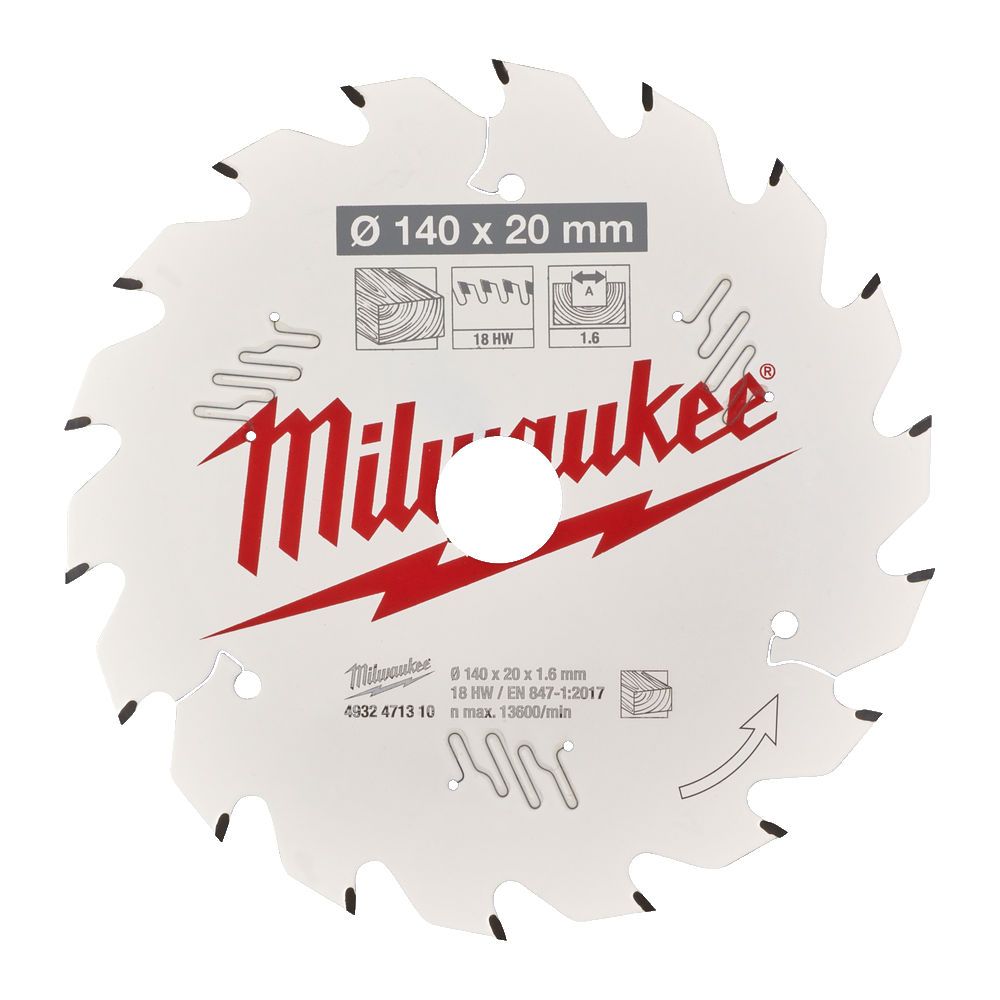 Диск пиляльний по дереву для торцювальних пил PFTE THIN KERF MILWAUKEE, діаметр 140х20х1,6мм, 18 зуб. (4932471310)