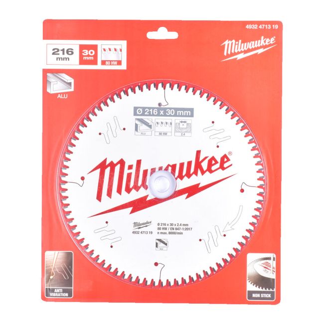 Пильный диск Milwaukee PFTE 216х30х2.4мм 80 зубьев (4932471319)