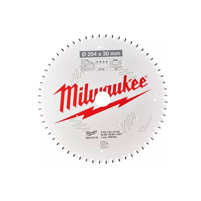 Диск пиляльний по дереву для торцювальних пил PFTE MILWAUKEE, діаметр 254x30мм, 60 зуб. (4932471320)