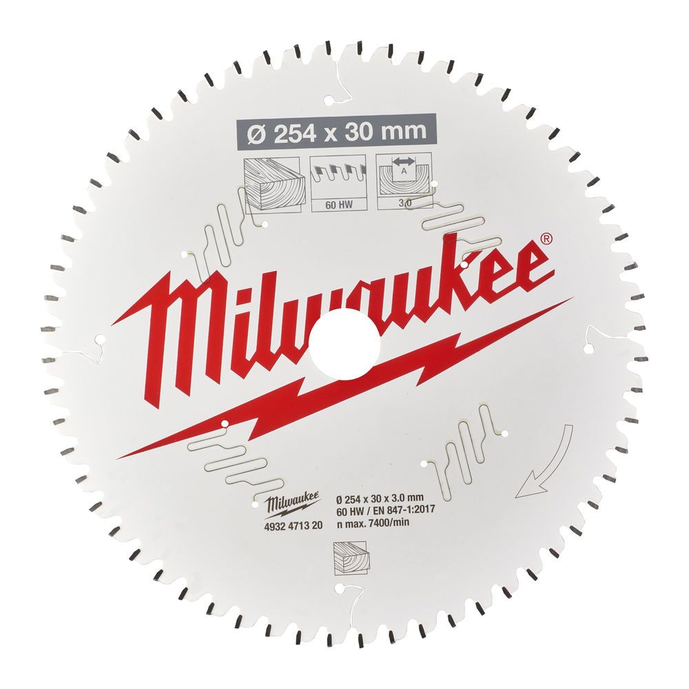 Диск пиляльний по дереву для торцювальних пил PFTE MILWAUKEE, діаметр 254x30мм, 60 зуб. (4932471320)