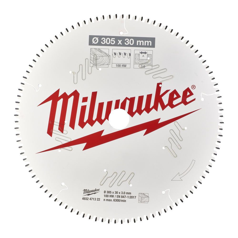 Диск пиляльний по дереву для торцювальних пил PFTE MILWAUKEE, діаметр 305х30х3,0мм, 100 зуб. (4932471322)