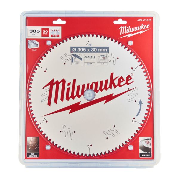 Диск пиляльний по алюмінію Alu PFTE MILWAUKEE, діаметр 305х30х3,0мм, 96 зуб. (4932471323)