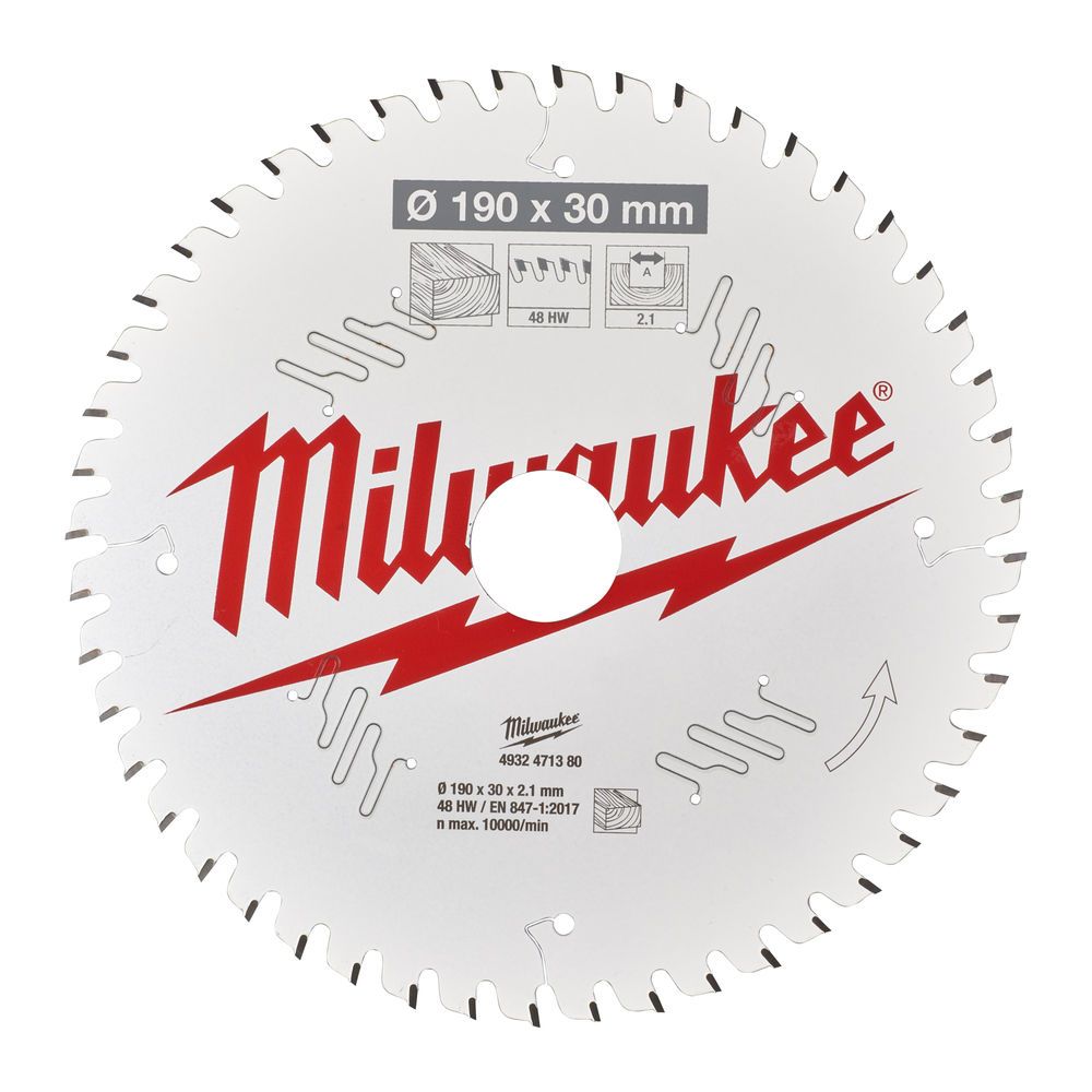 Диск пиляльний по дереву PFTE THIN KERF MILWAUKEE, діаметр 190х30х2,1мм, 48 зуб. (4932471380)