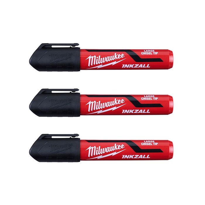 Набір маркерів для будмайданчика INKZALL MILWAUKEE, великих (L) чорних, (3шт) (4932471554)