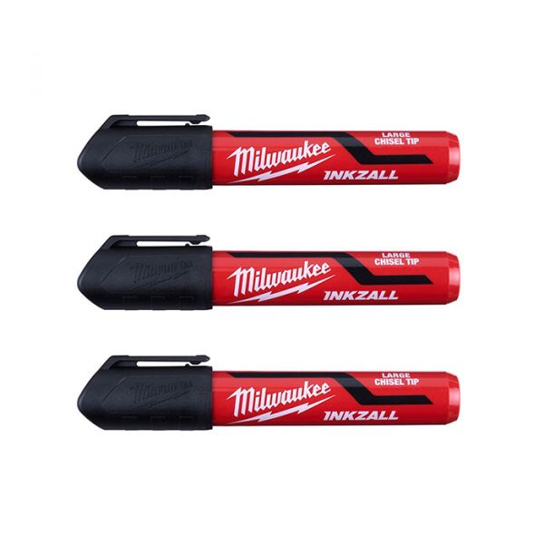 Набір маркерів для будмайданчика INKZALL MILWAUKEE, великих (L) чорних, (3шт) (4932471554)