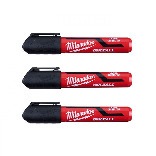 Набір маркерів для будмайданчика INKZALL MILWAUKEE, великих (L) чорних, (3шт) (4932471554)