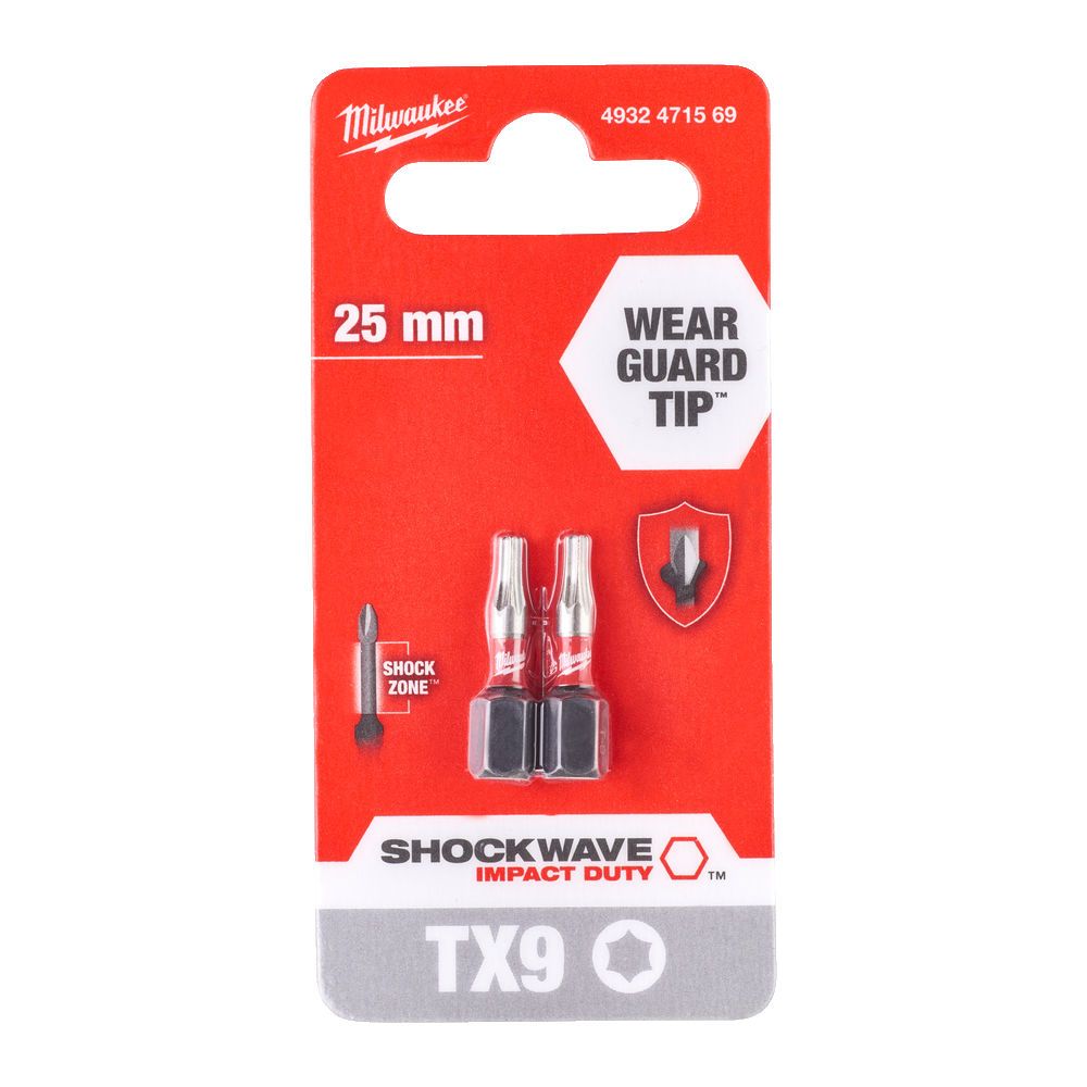 Бита Milwaukee Shockwave TX9" 25 мм, 2 шт (4932471569)