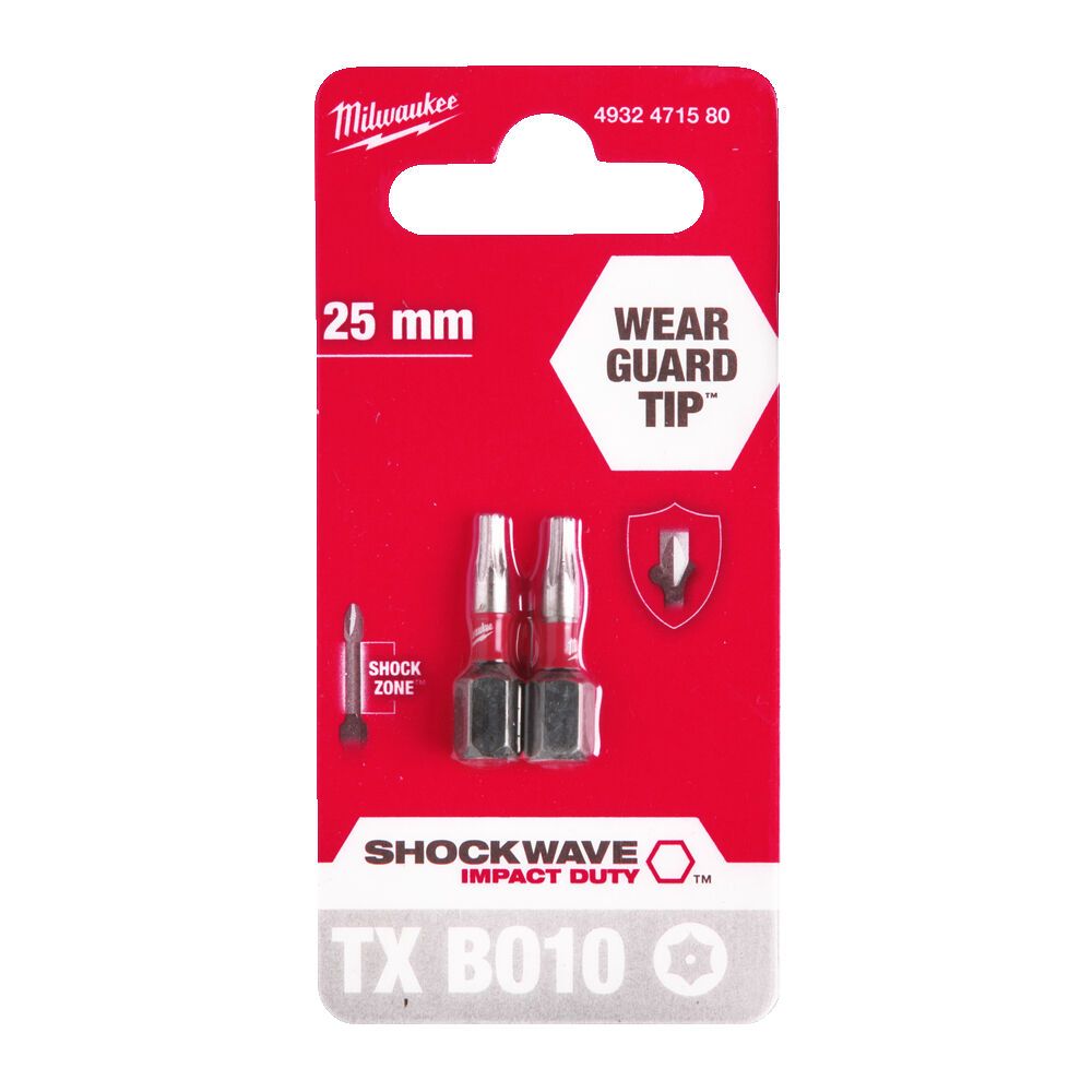 Біта SHOCKWAVE MILWAUKEE, TX BO10, 25мм, (2шт) (4932471580)